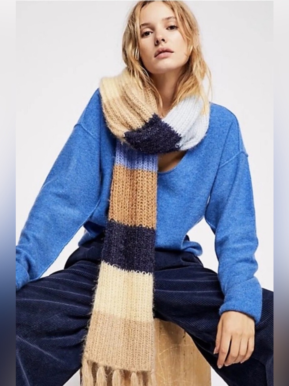 Free People Dream Maker Striped Plush Fringe Scarf